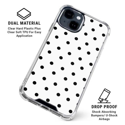 White and Black Polka Dots iPhone 15 Clear Case