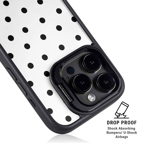 White and Black Polka Dots iPhone 15 Pro Max Kickstand Case