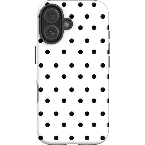 White and Black Polka Dots iPhone 16 Plus Impact Case