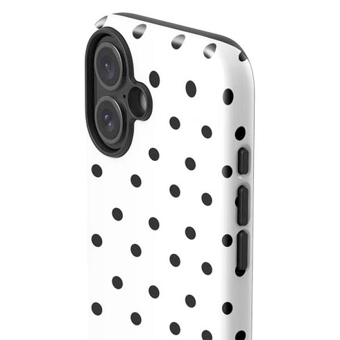 White and Black Polka Dots iPhone 16 Plus Impact Case