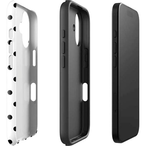 White and Black Polka Dots iPhone 16 Plus Impact Case