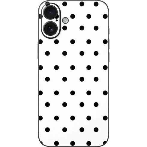 White and Black Polka Dots iPhone 16 Plus Skin