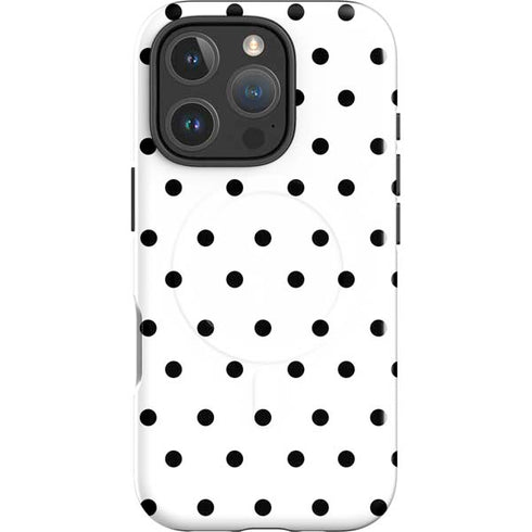 White and Black Polka Dots iPhone 16 Pro Magsafe Impact Case