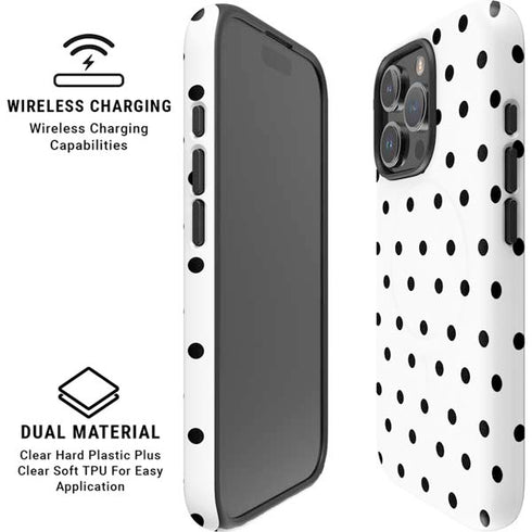 White and Black Polka Dots iPhone 16 Pro Magsafe Impact Case