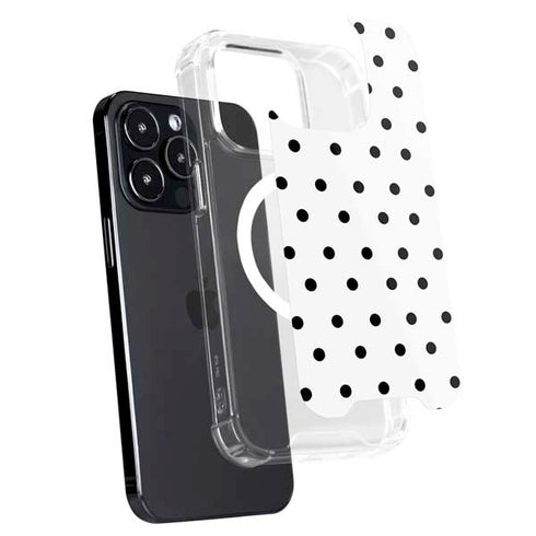 White and Black Polka Dots iPhone 16 Pro Max MagSafe Case