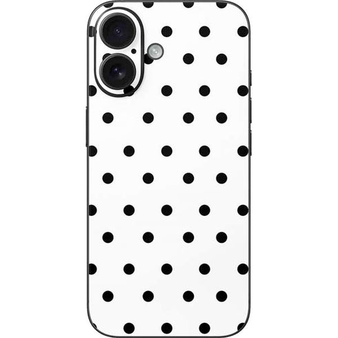 White and Black Polka Dots iPhone 16 Skin