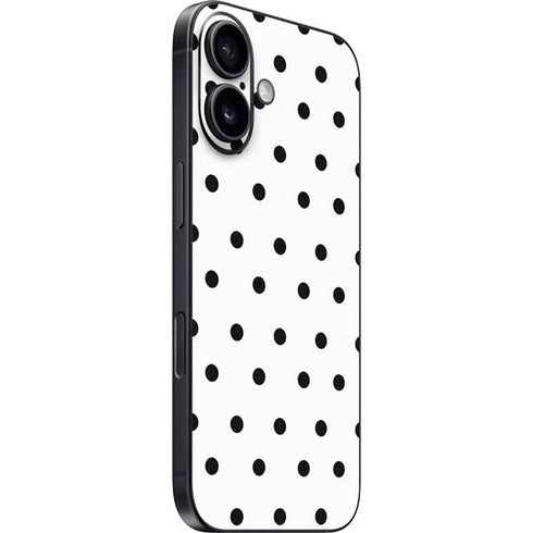 White and Black Polka Dots iPhone 16 Skin