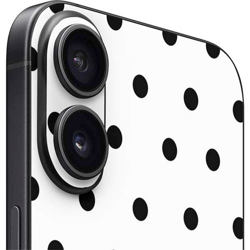 White and Black Polka Dots iPhone 16 Skin