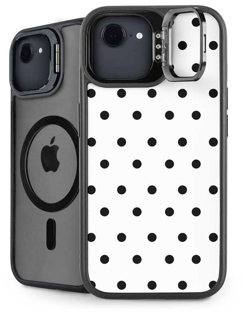 White and Black Polka Dots iPhone 16e Kickstand Case