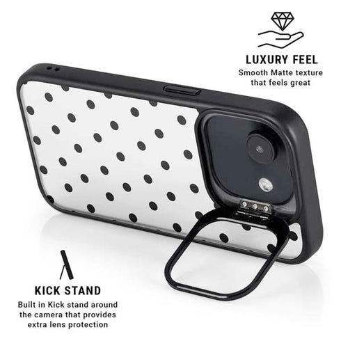White and Black Polka Dots iPhone 16e Kickstand Case