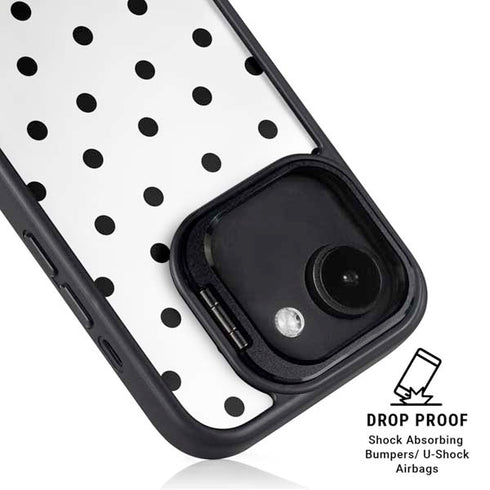 White and Black Polka Dots iPhone 16e Kickstand Case