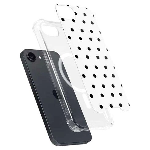 White and Black Polka Dots iPhone 16e MagSafe Case