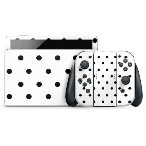 White and Black Polka Dots Nintendo Skins