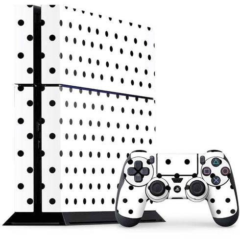 White and Black Polka Dots PlayStation PS4 Skins
