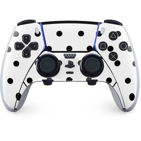 White and Black Polka Dots PS5 DualSense Edge Pro Controller Skin