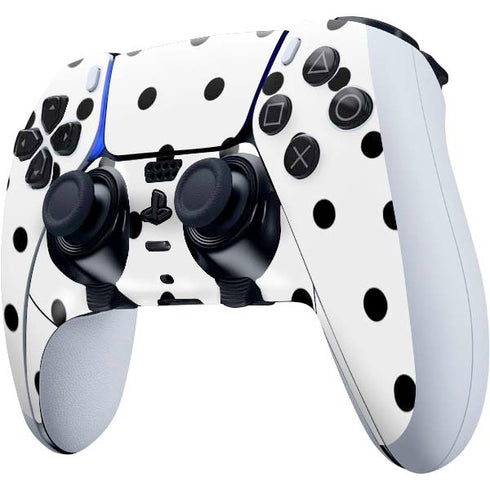 White and Black Polka Dots PS5 DualSense Edge Pro Controller Skin