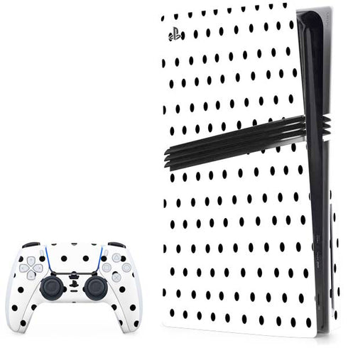 White and Black Polka Dots PS5 Pro Disk Bundle Skin
