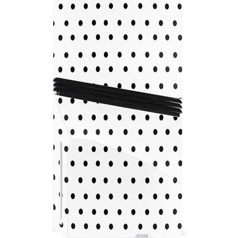 White and Black Polka Dots PS5 Pro Disk Console Skin