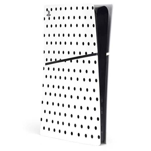 White and Black Polka Dots PS5 Slim Digital Edition Console Skin