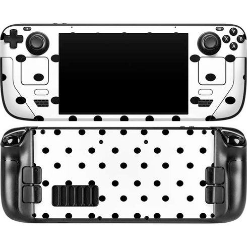 White and Black Polka Dots Steam Deck Handheld Gaming Computer OLED Skin