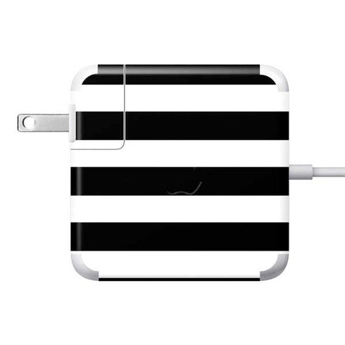 White and Black Stripes 85W Power Adapter (15 and 17 inch MacBook Pro Charger) Skin