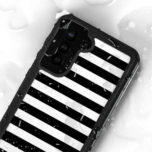 White and Black Stripes Galaxy S24 Plus Waterproof Case