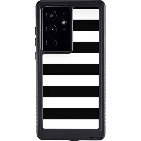 White and Black Stripes Galaxy S24 Ultra Waterproof Case
