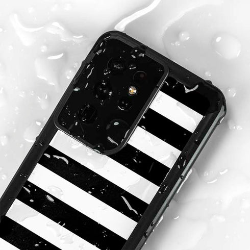White and Black Stripes Galaxy S24 Ultra Waterproof Case