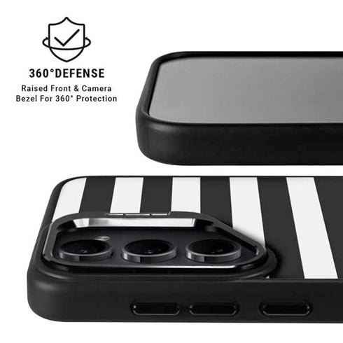 White and Black Stripes Galaxy S25 FE Kickstand Case