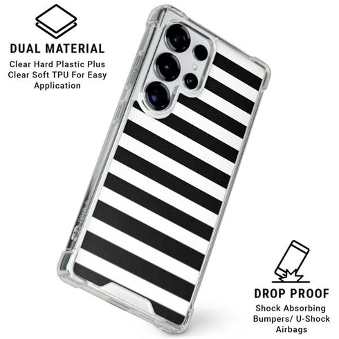 White and Black Stripes Galaxy S25 Ultra Clear Case