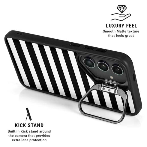 White and Black Stripes Galaxy S26 Plus Kickstand Case