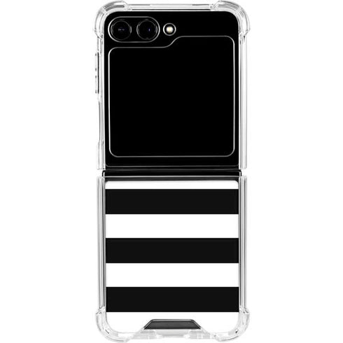 White and Black Stripes Galaxy Z Flip6 Clear Case
