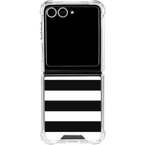 White and Black Stripes Galaxy Z Flip7 Clear Case