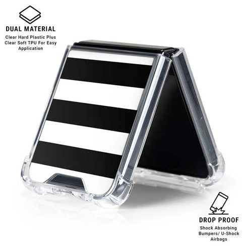 White and Black Stripes Galaxy Z Flip7 Clear Case