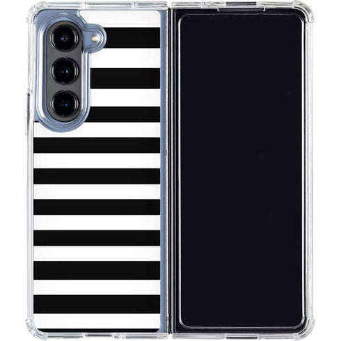 White and Black Stripes Galaxy Z Fold5 5G Clear Case