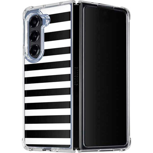 White and Black Stripes Galaxy Z Fold5 5G Clear Case