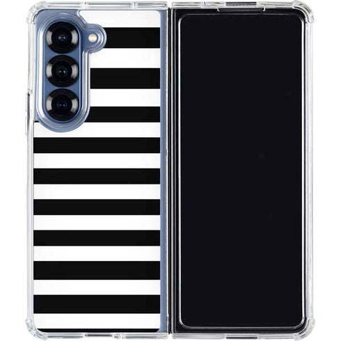 White and Black Stripes Galaxy Z Fold6 Clear Case