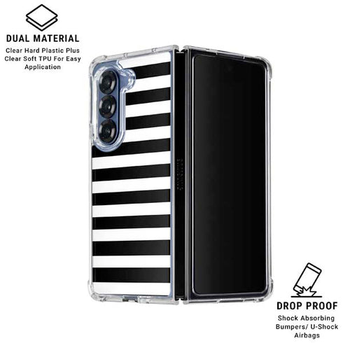 White and Black Stripes Galaxy Z Fold6 Clear Case
