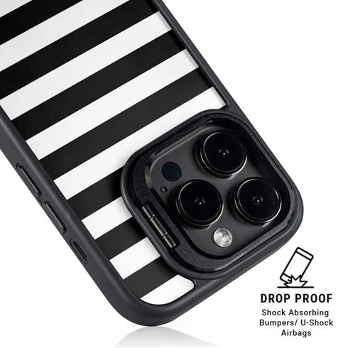 White and Black Stripes iPhone 13 Pro Max Kickstand Case
