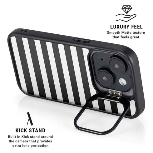 White and Black Stripes iPhone 14 Kickstand Case