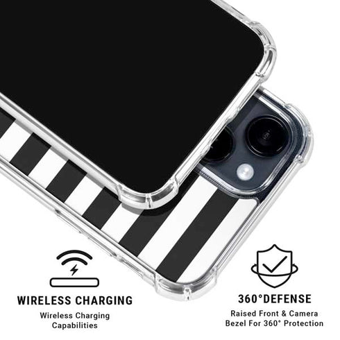 White and Black Stripes iPhone 15 Clear Case