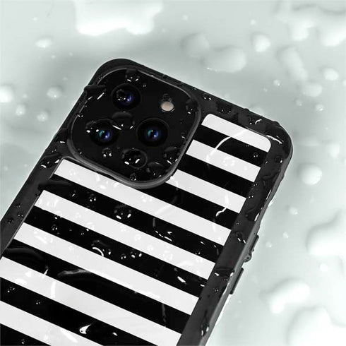 White and Black Stripes iPhone 15 Pro Waterproof Case