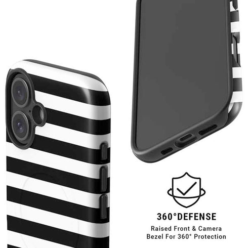 White and Black Stripes iPhone 16 Magsafe Impact Case