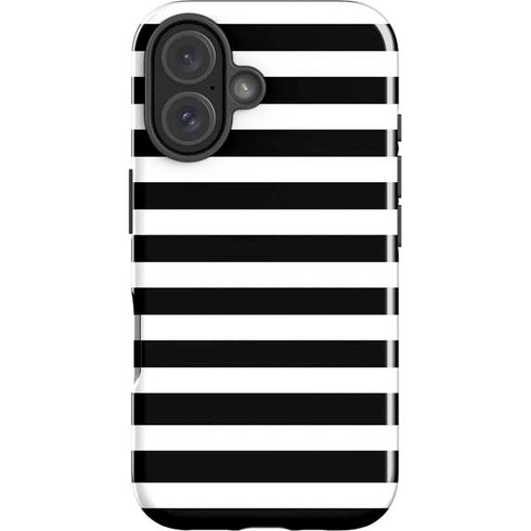 White and Black Stripes iPhone 16 Plus Impact Case