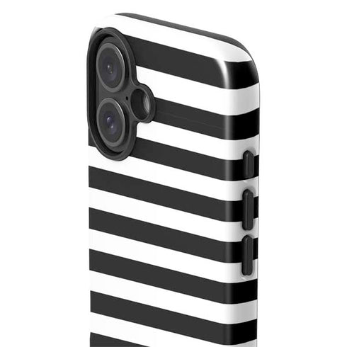 White and Black Stripes iPhone 16 Plus Impact Case
