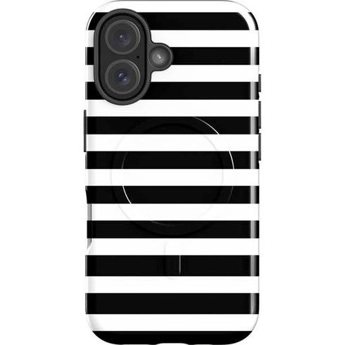 White and Black Stripes iPhone 16 Plus Magsafe Impact Case