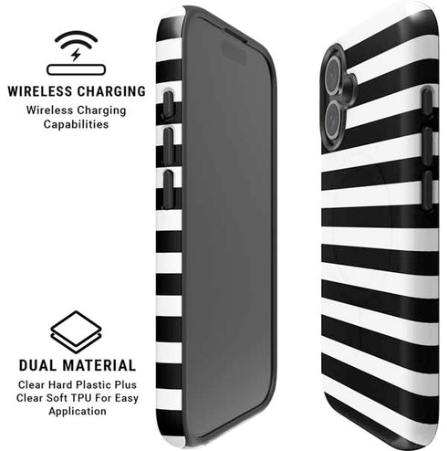 White and Black Stripes iPhone 16 Plus Magsafe Impact Case