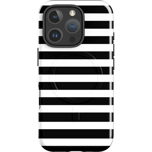 White and Black Stripes iPhone 16 Pro Max Magsafe Impact Case