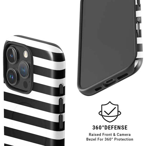 White and Black Stripes iPhone 16 Pro Max Magsafe Impact Case
