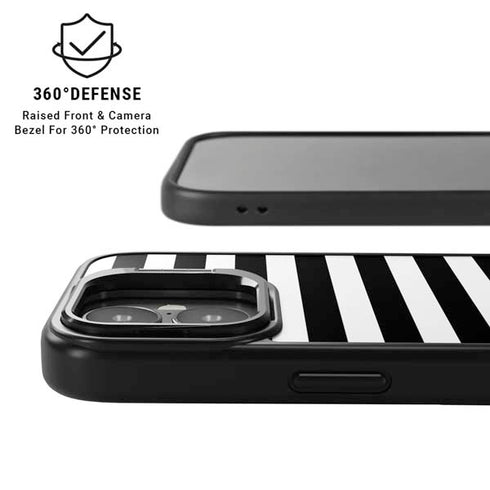 White and Black Stripes iPhone 17 Kickstand Case